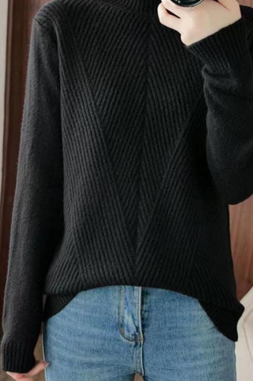 Halb-Hochkragen Diagonal Geripptes Stricktop