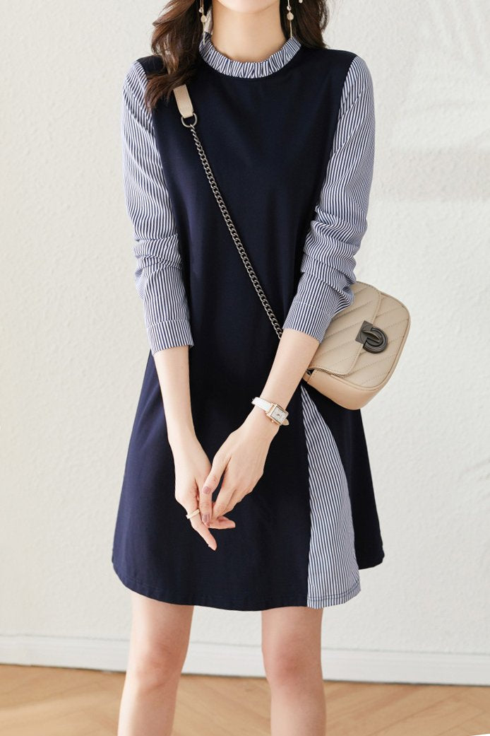 Schichtlook Schlitzdesign Streifenkleid