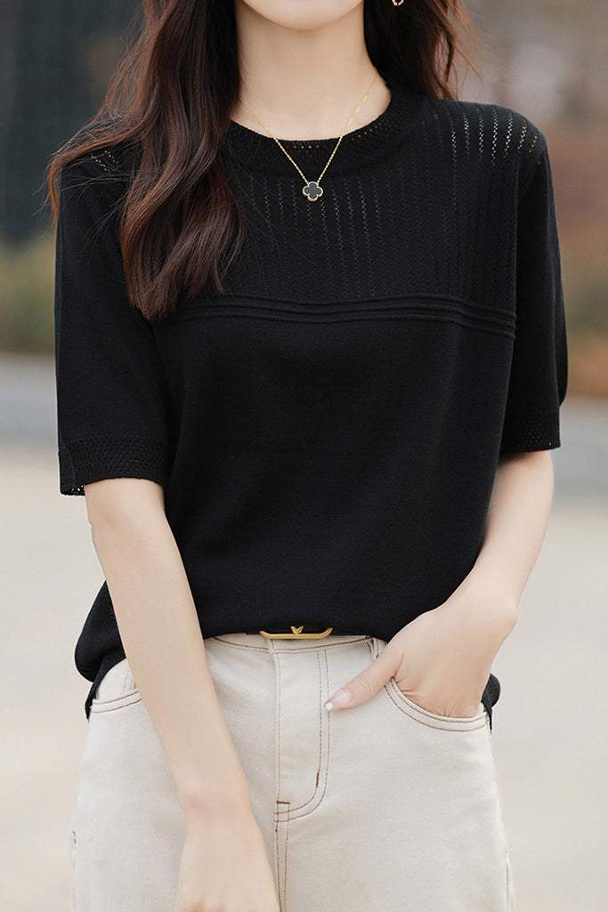 Rundhals-Ausschnitt Stricktop - 5 Farben verfügbar