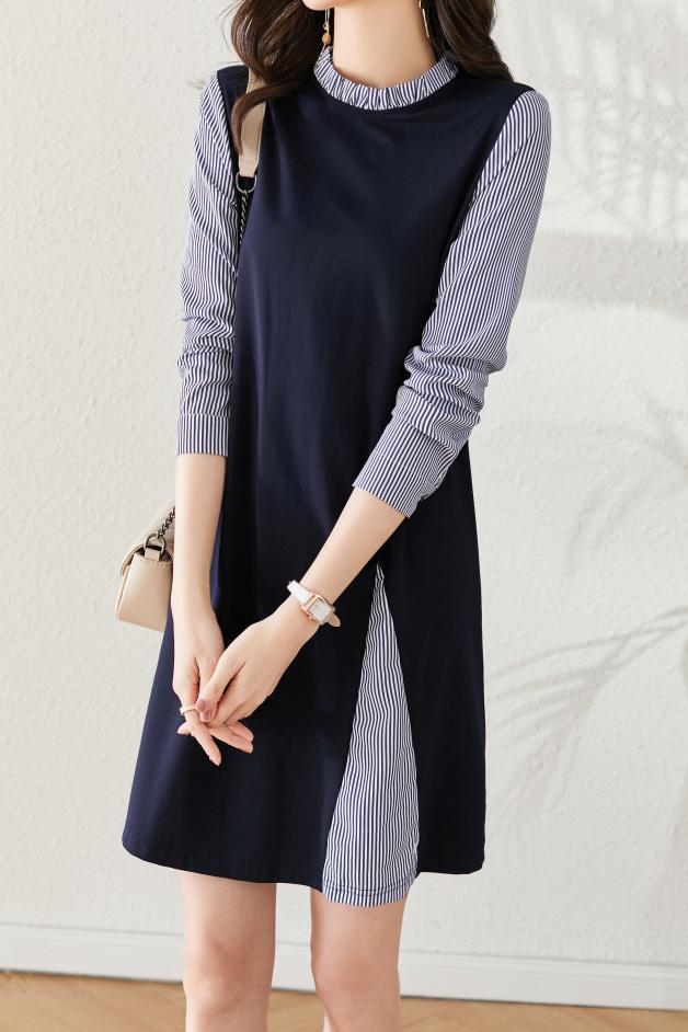 Schichtlook Schlitzdesign Streifenkleid