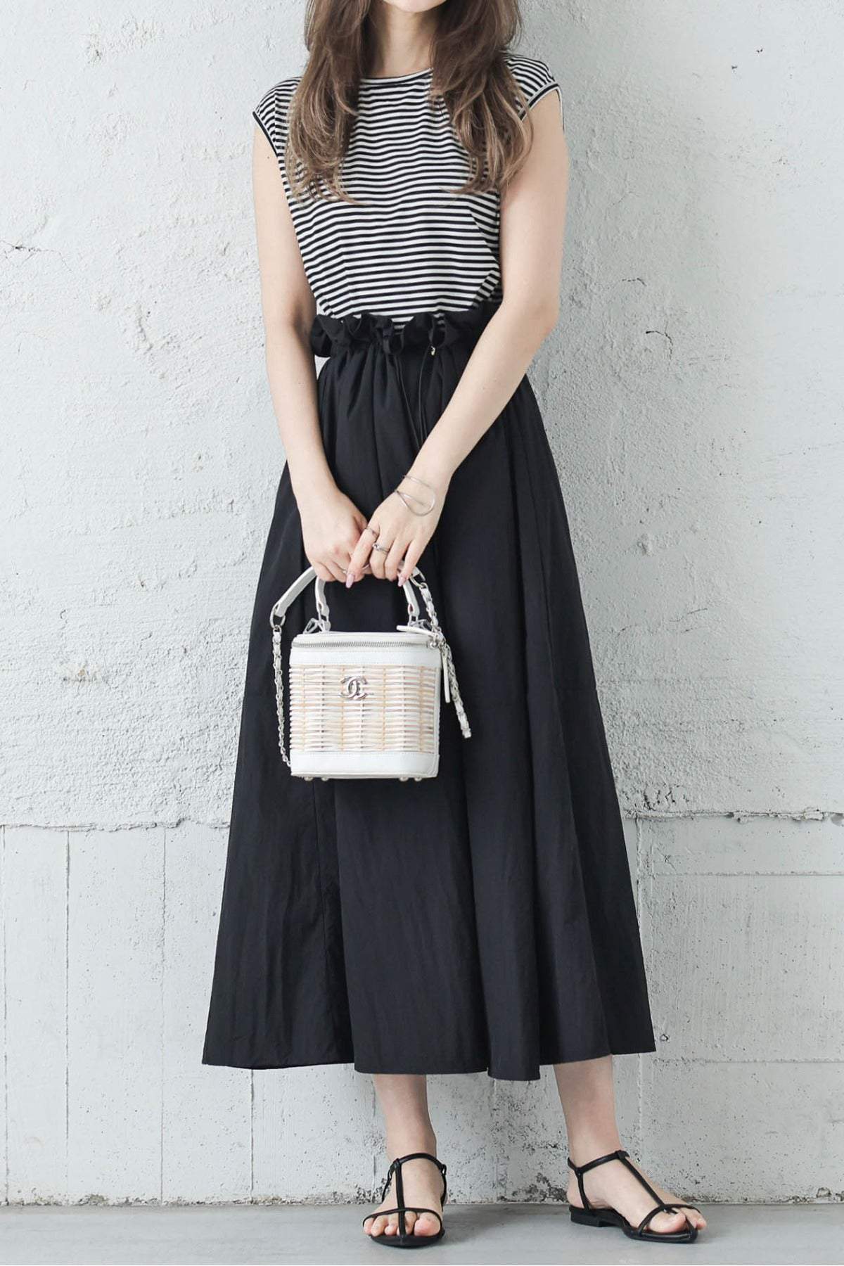 Rundhals-Drawstring-Docking-Maxikleid mit Futter