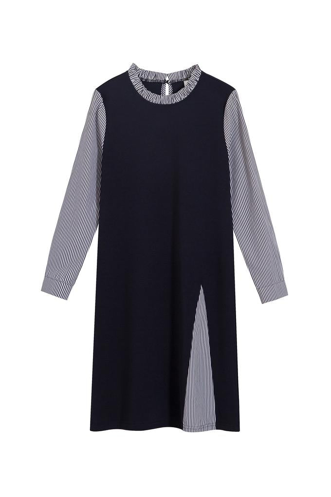 Schichtlook Schlitzdesign Streifenkleid