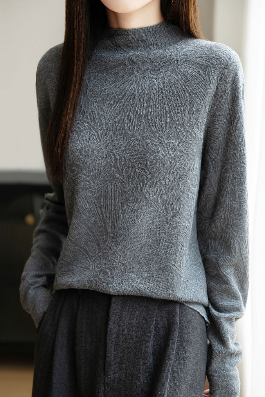 Elegante Temperament Jacquard Strickunterwäsche