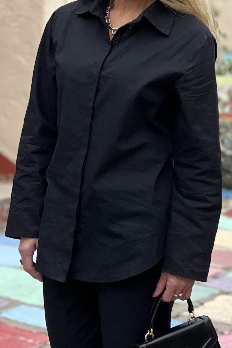 Oversized 100% Baumwollhemd und weite Hose Koord-Set