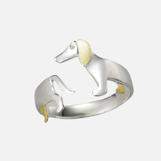 925 Sterling Silber Dachshund Ring – Verstellbare Passform