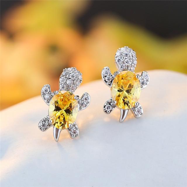 See Schildkröte Ohrringe aus Zirkonium und Silber