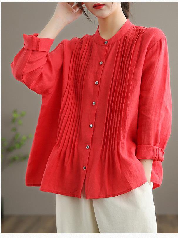 Bio Weißes Leinenhemden Tuniken Frauen Ramie Bluse