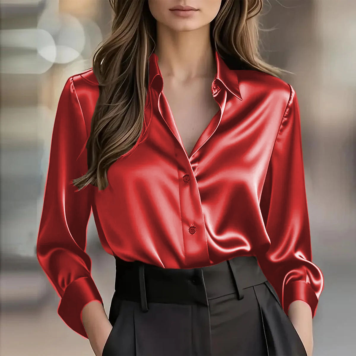 Soho Luxe Satin Hemdbluse für Damen