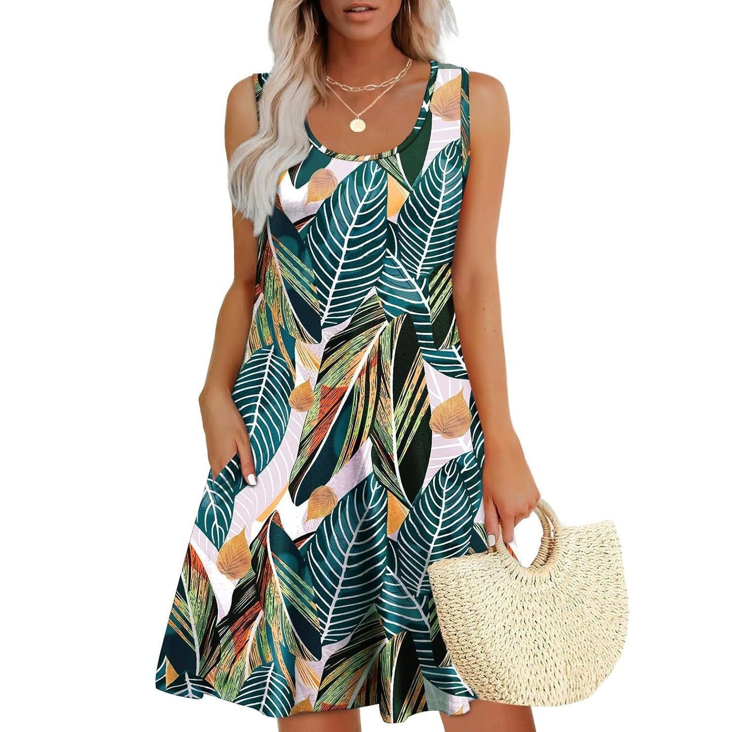 Santorini Ärmelloses Hemdkleid mit Taschen