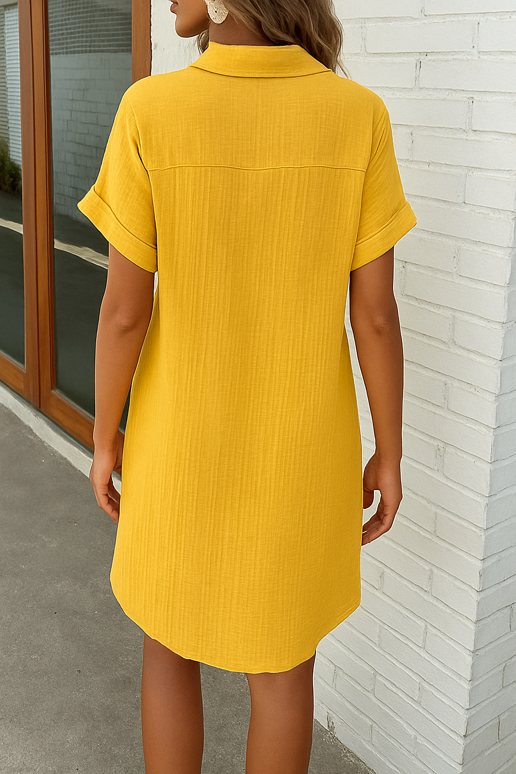 Damen Poloshirt Kleid mit Knöpfen und Taschen