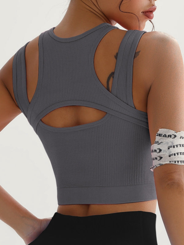 Damen Sexy Hollow Out Ribbed Schnell-Trocknendes Tanktop