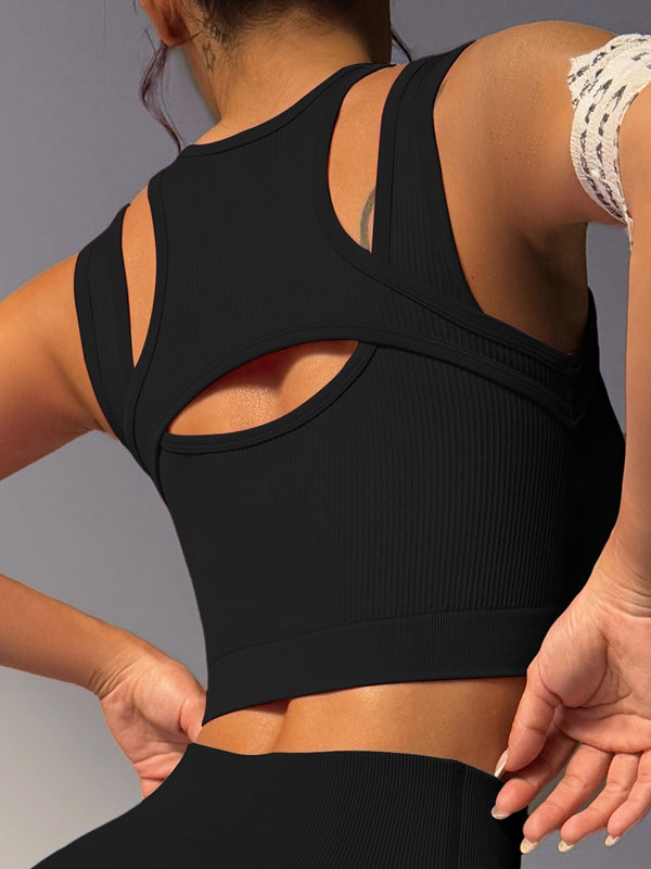 Damen Sexy Hollow Out Ribbed Schnell-Trocknendes Tanktop