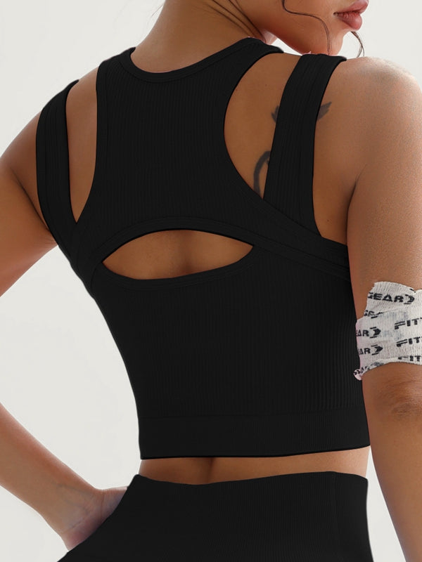 Damen Sexy Hollow Out Ribbed Schnell-Trocknendes Tanktop