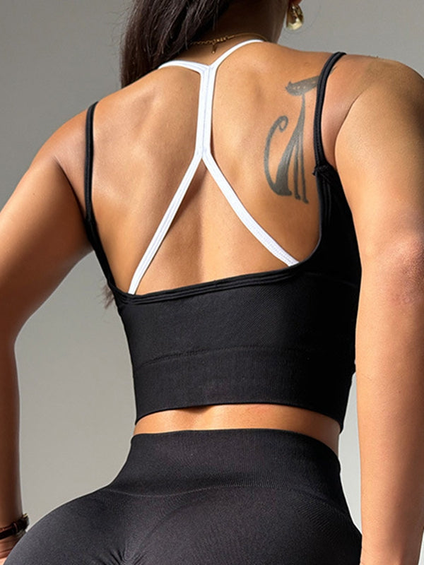 Damen Kontrastfarbe Cross Back Tank