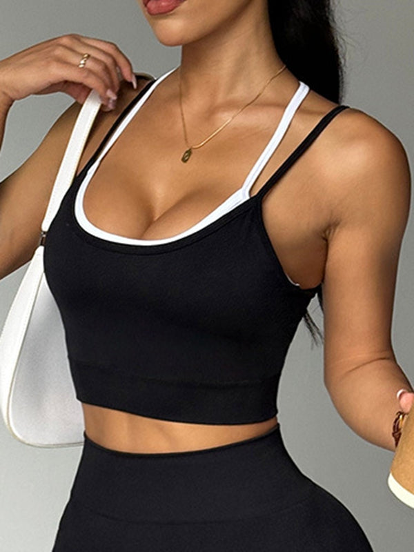 Damen Kontrastfarbe Cross Back Tank