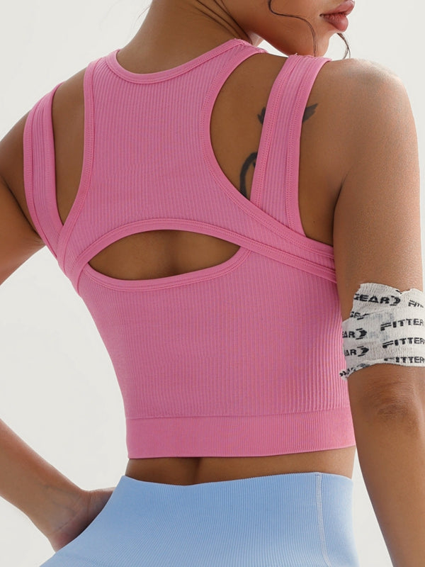 Damen Sexy Hollow Out Ribbed Schnell-Trocknendes Tanktop