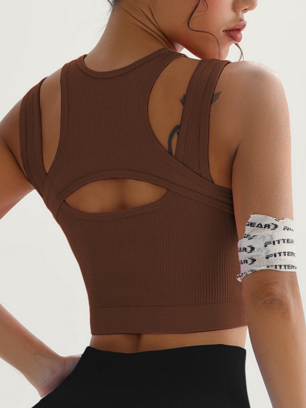 Damen Sexy Hollow Out Ribbed Schnell-Trocknendes Tanktop
