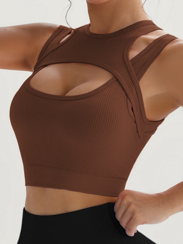 Damen Sexy Hollow Out Ribbed Schnell-Trocknendes Tanktop