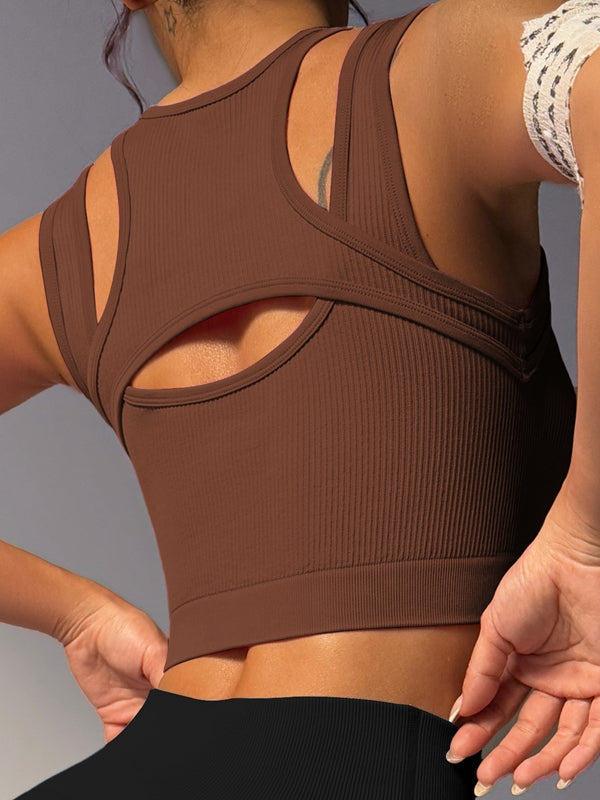 Damen Sexy Hollow Out Ribbed Schnell-Trocknendes Tanktop